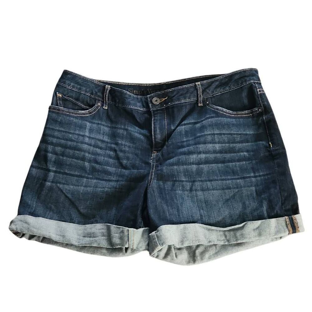 Simply Vera Vera Wang Women's Size 14 Blue Roll Cuff Jean Shorts